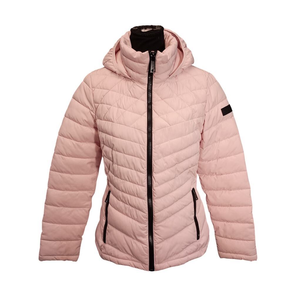 Calvin Klein Puffer Jacket/Coat Women's Hooded Inside Phone Pocket Pink Size Med